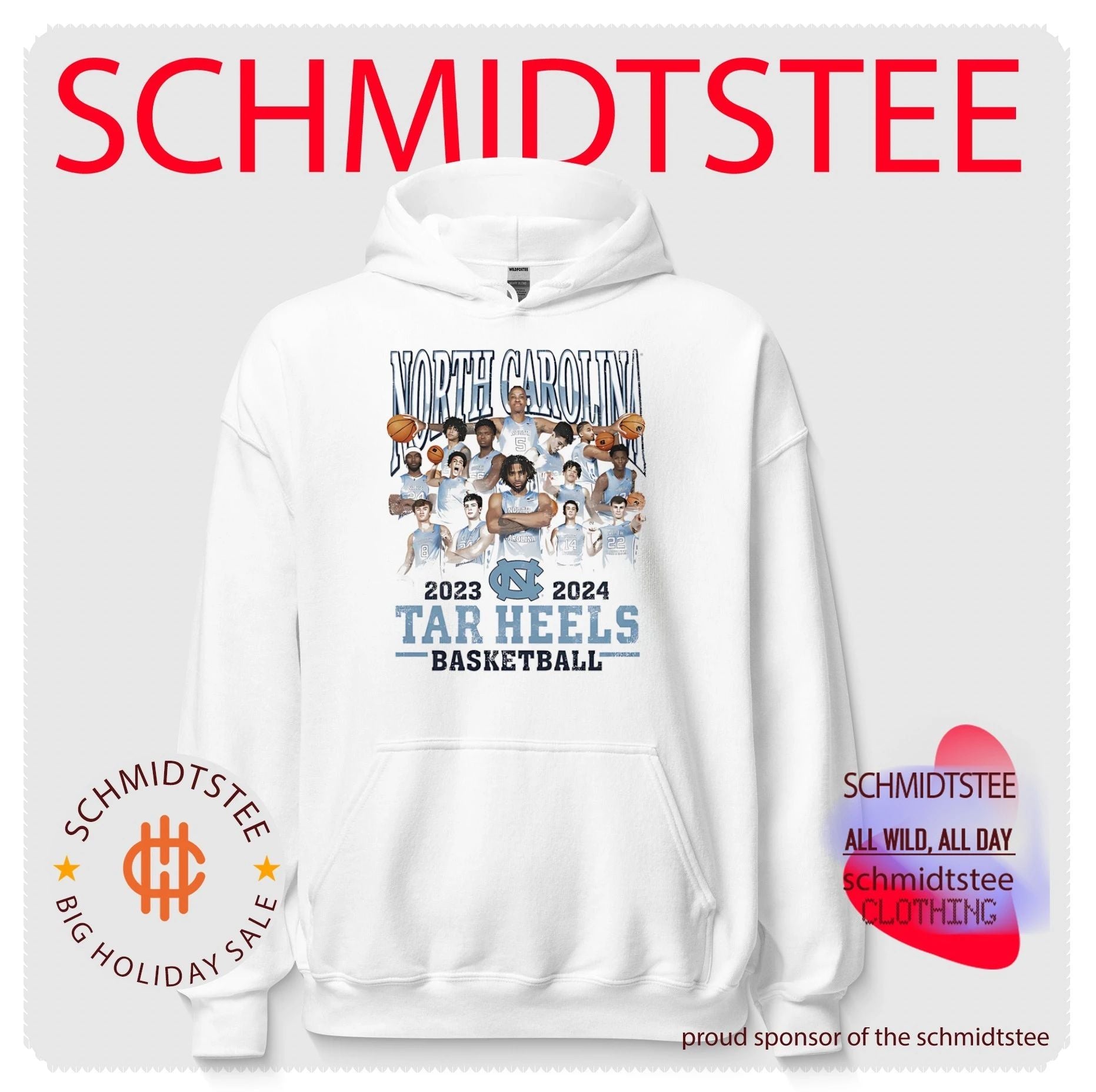 North Carolina Tar Heels Basketball 2023-2024 team collage shirt