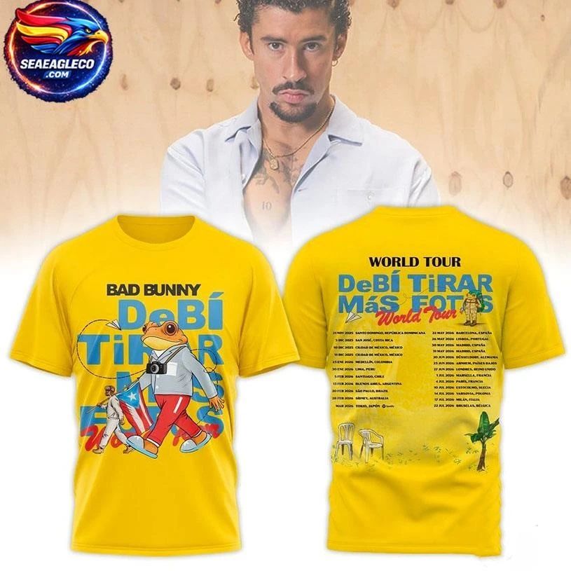 Bad Bunny Debi Tiar Mas Fotos Tour 2026 Fans Club Two Sided Shirt