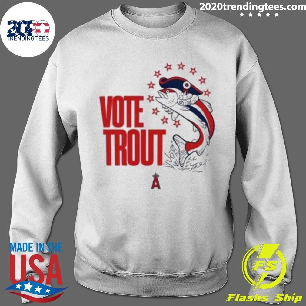 Mike Trout Wearing Angels Vote Trout Fish Tee Shirt