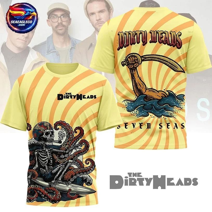 Dirty Heads Seven Seas Skeleton Surf And Octopus Two Sided Shirt