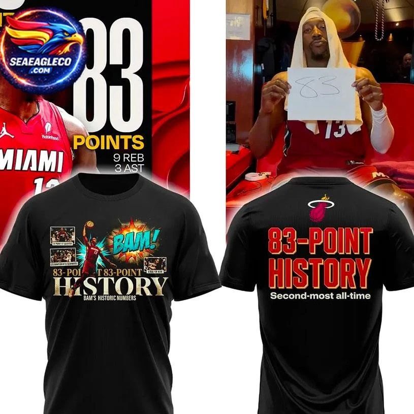 Miami HEAT – Bam Adebayo 83-Point History Two Sided Shirt