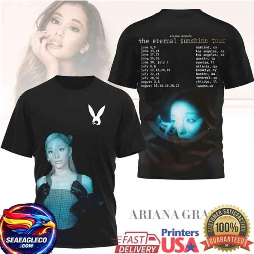 Ariana Grande The Eternal Sunshine Tour Dates Playboy Bunny Portrait Two Sided Shirt