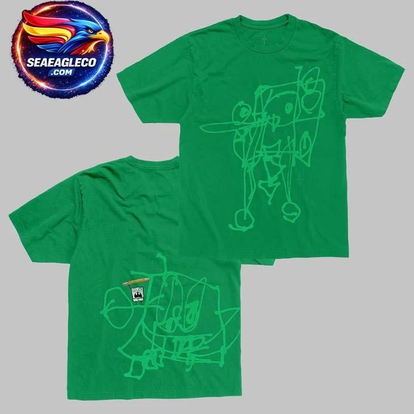 Travis Scott X Spongebob Collection Doodlebob Green Two Sided Shirt