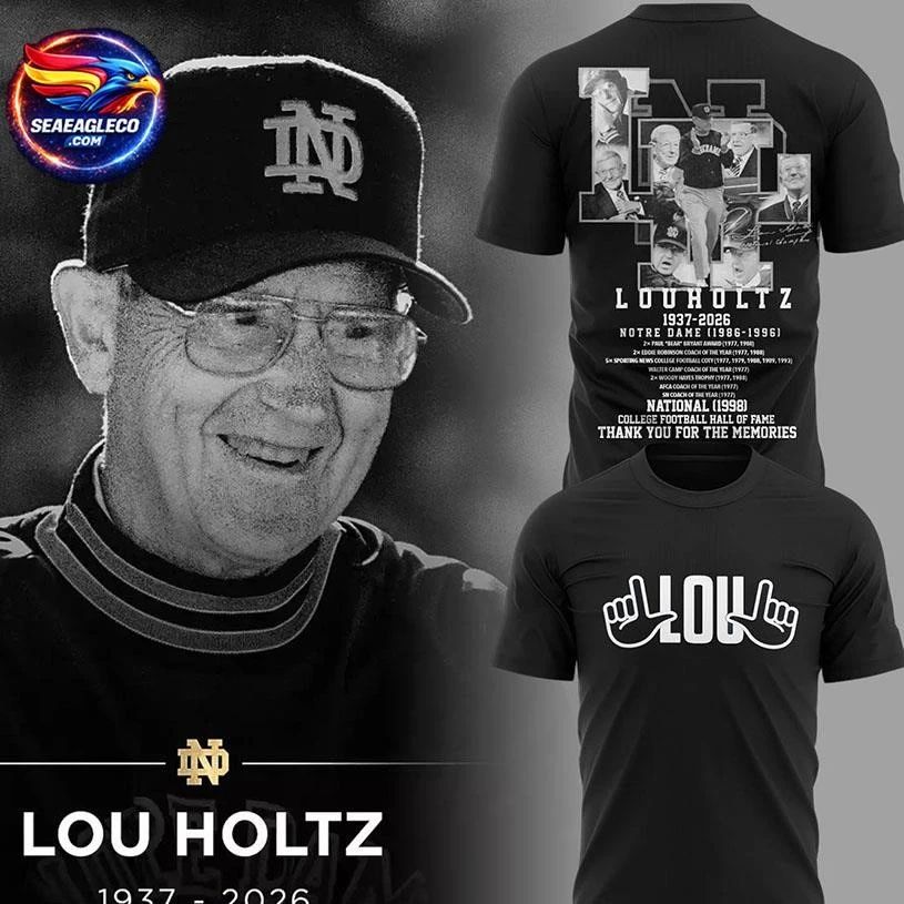 Notre Dame Fighting Irish Legacy Of Lou Holtz 1937-2026 Two Sided Shirt