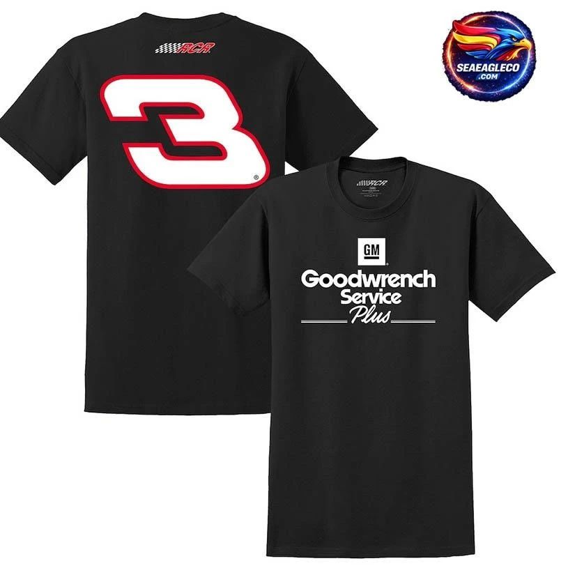 Dale Earnhardt Richard Childress Racing Team Collection Black Goodwrench Service Plus Sponsor Lifestyle Two Sided Shirt