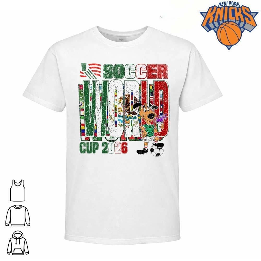 Soccer World Cup 2026 USA Mexico Canada national teams flags cute cartoon dog football trophy sports fan shirt
