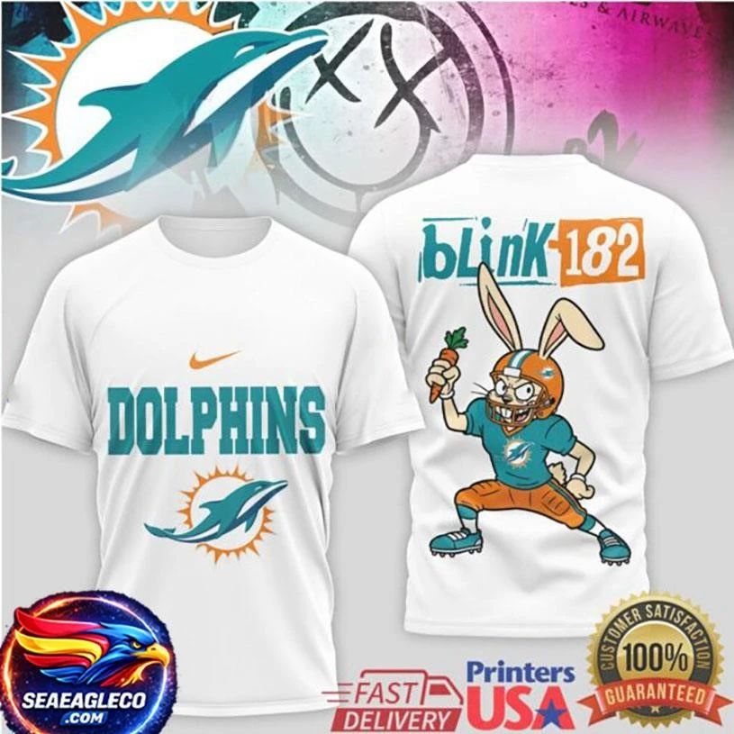 Blink 182 x Miami Dolphins Bunny Graphic Sport Two Sided Shirt