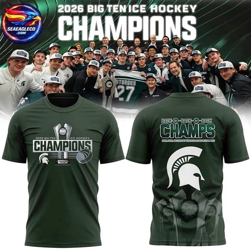 Michigan State Spartans Big Ten Ice Hockey Champs 2026 Special Two Sided Shirt