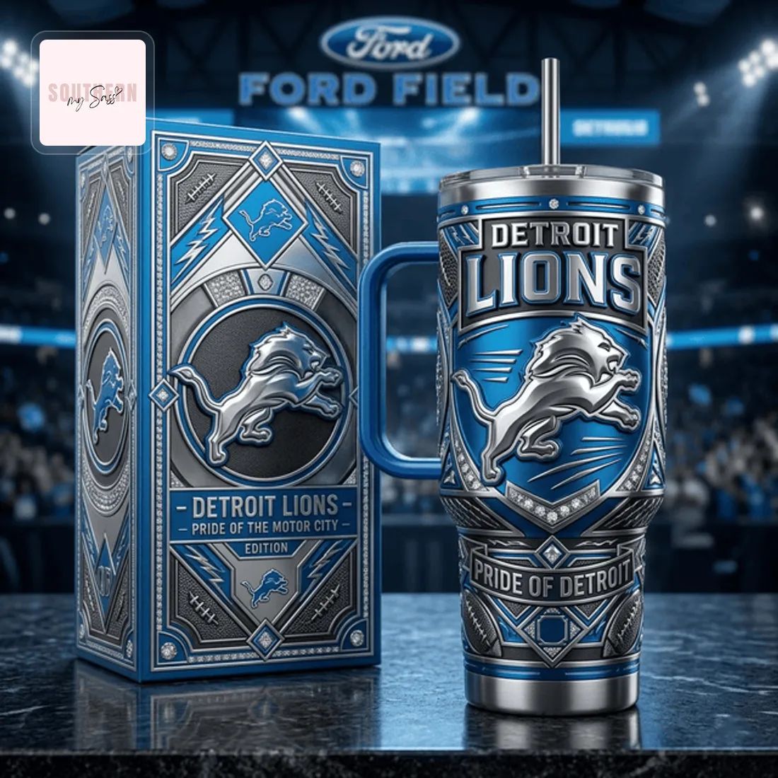 Detroit Lions Pride of Detroit 40oz Insulated Tumbler With Handle