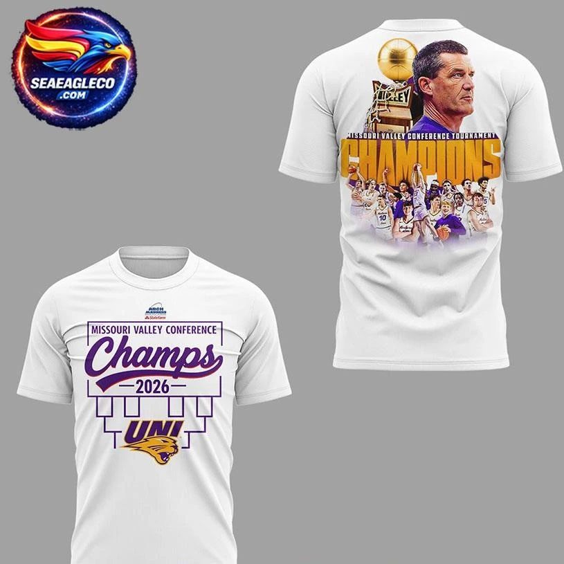 Northern Iowa Panthers Missouri Valley Champions 2026 Two Sided Shirt