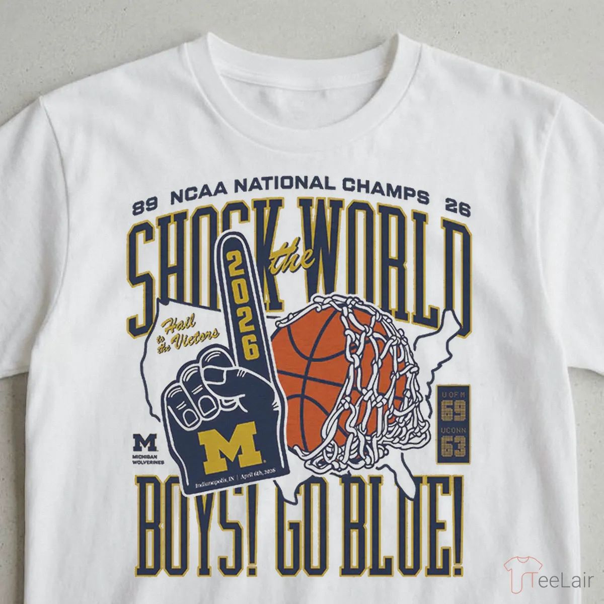 Michigan Basketball Shock The World, Boys! Two-Time National Champs Tee Shirt