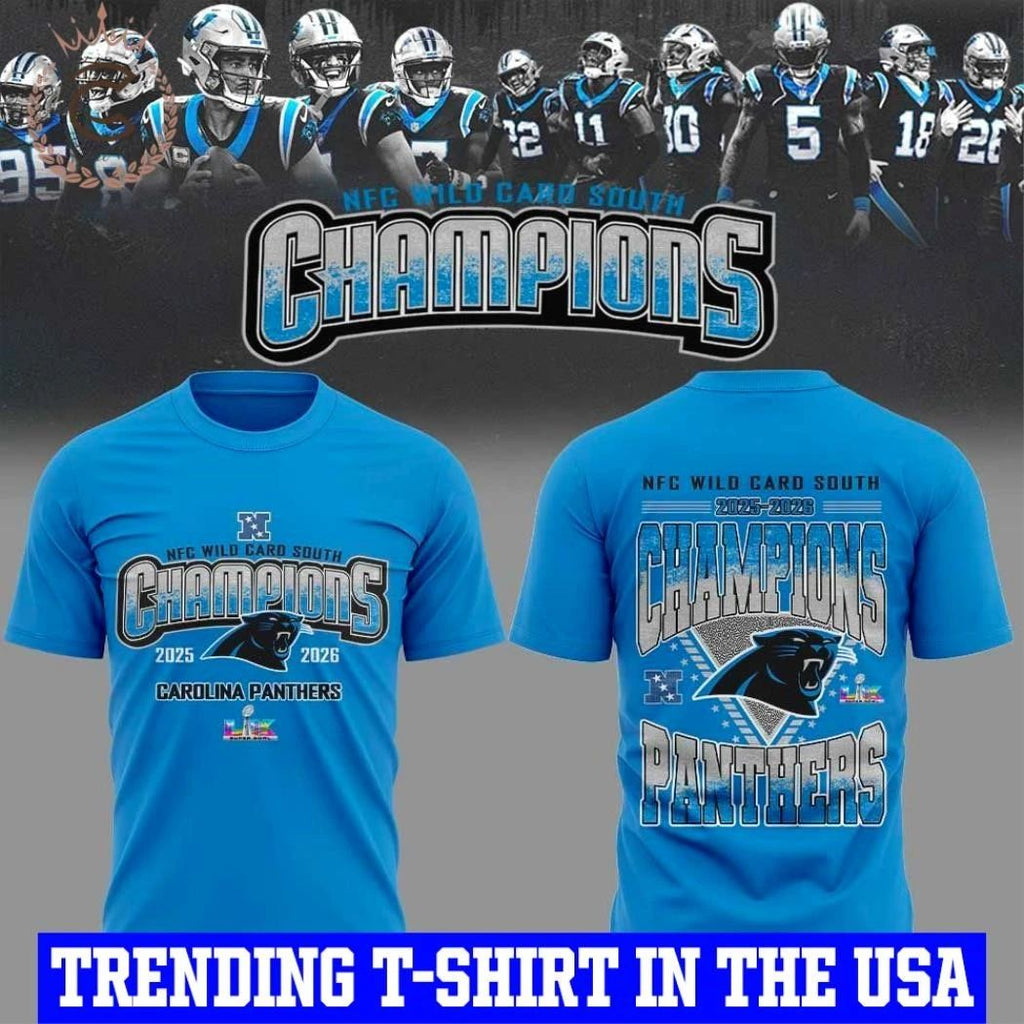 Carolina Panthers NFC Wild Card South Champions 2025-2026 Blue Shirt