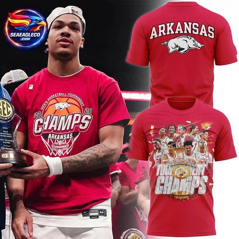 Arkansas Razorbacks 2026 SEC Men’s Basketball Tournament Champions Special Two Sided Shirt