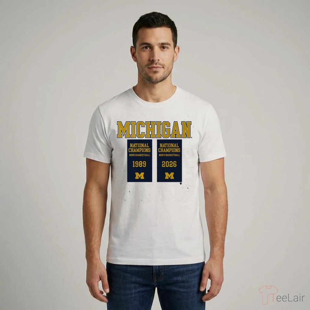 Michigan Wolverines MBB 2026 National Champions Banners T-Shirt
