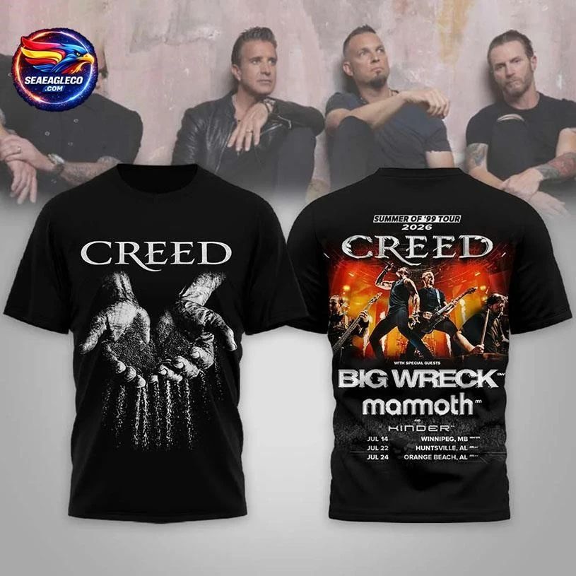 Creed Summer Of 99 Tour 2026 Big Wreck And Mammoth Two Sided Shirt