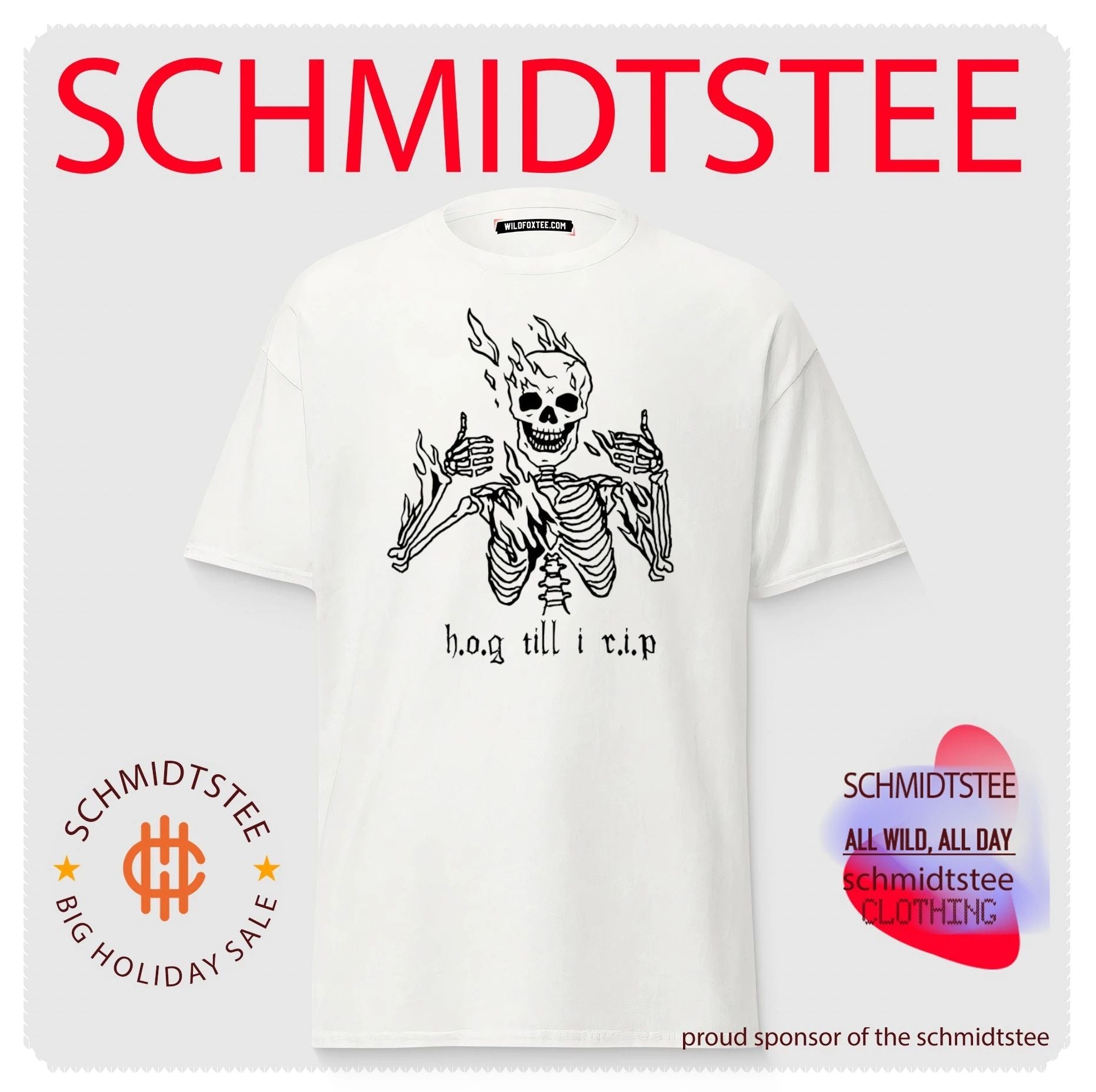 Hog Till I Rip Skeleton flaming skull paint shirt