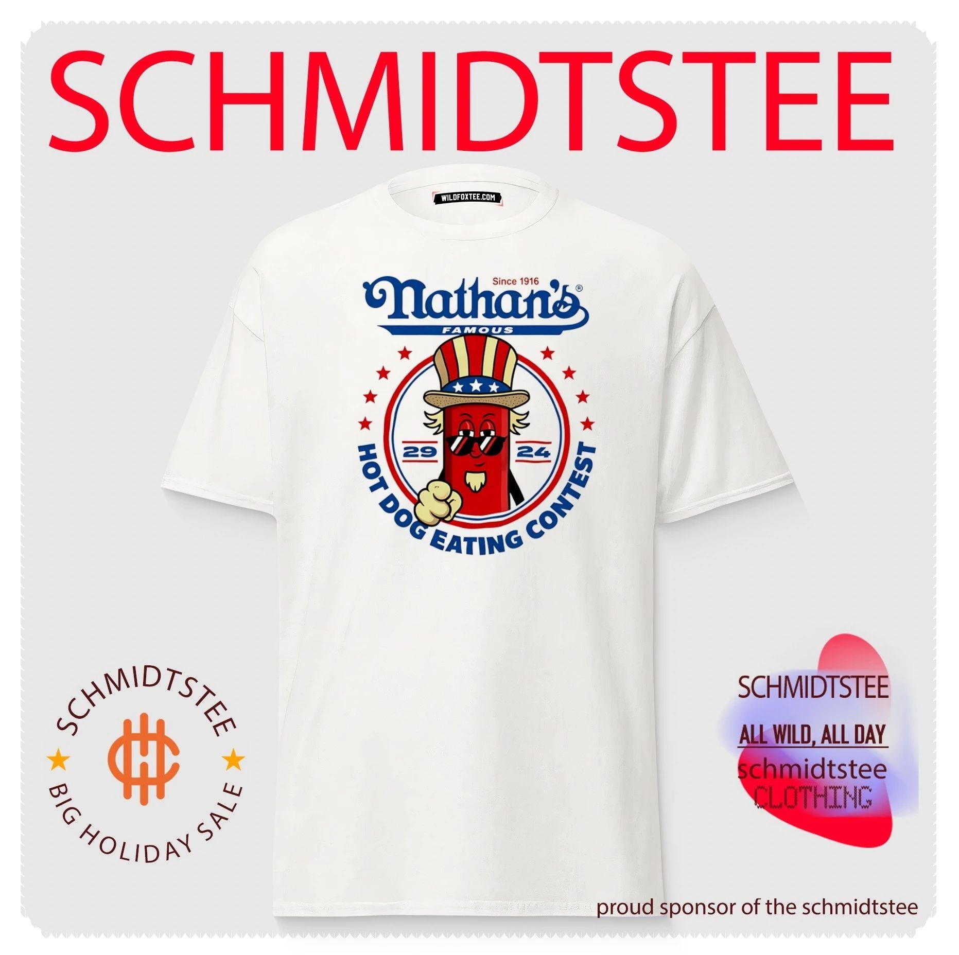 Nathan’s Famous 2024 Hot Dog Eating Contest Uncle Sam Mascot shirt