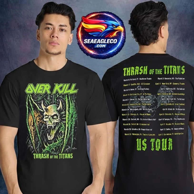 Overkill Thrash Of The Titans US Tour 2026 With Testament Pop Up Shop Tour Dates Two Sided Shirt