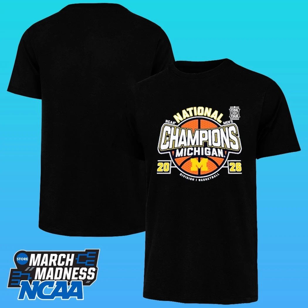 Michigan Wolverines Men’s Basketball National Champions Big Text W Ball Shirt