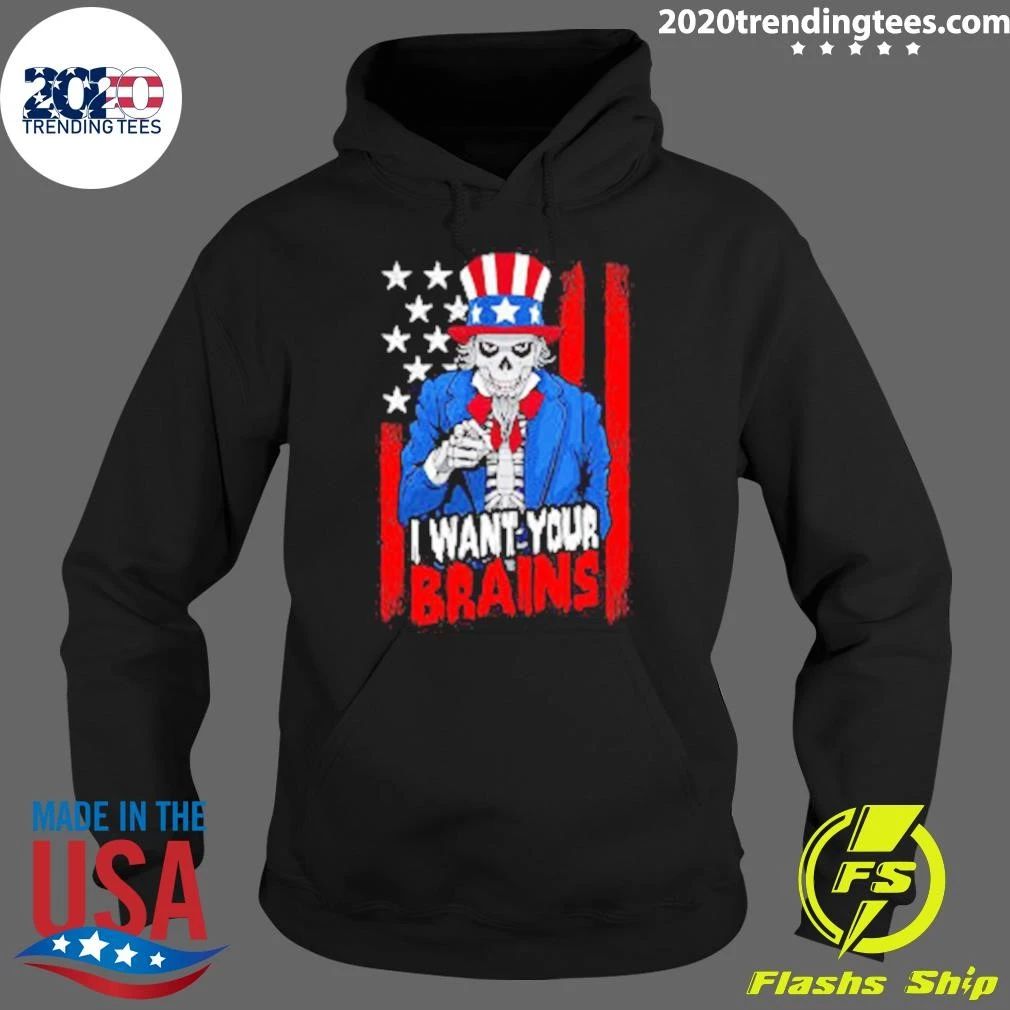 Patriotic Halloween Zombie Uncle Sam Want Soul USA I Want Your Brains Shirt