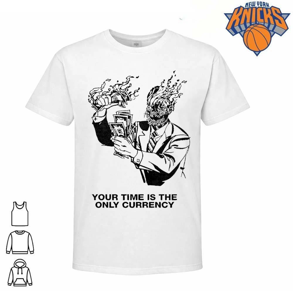 Your Time Is The Only Currency Skeleton Business Man Burning Money Vintage Line Art Shirt