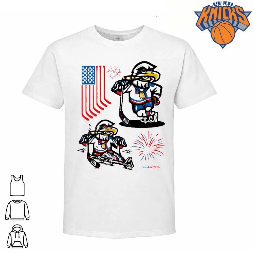 Vintage USA Olympic Hockey Eagle Smoking Cigar Sports Graphic T Shirt