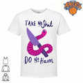 Take No Shit Do No Harm Cute Pink Worm Holding Knife Funny Aesthetic Mental Health Quote shirt