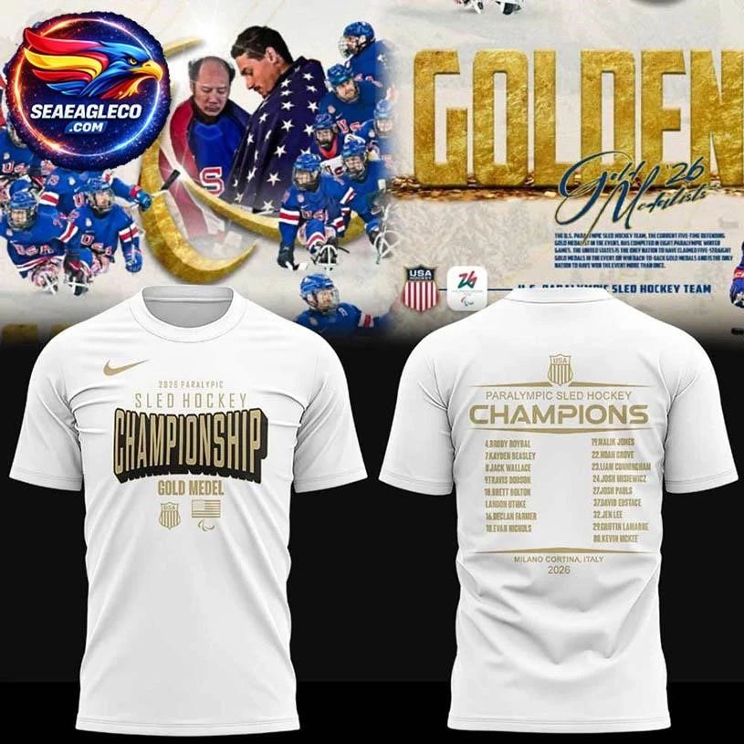 U.S Hockey Men’s Winter Olympics Gold Medal Champions 2026 Two Sided Shirt