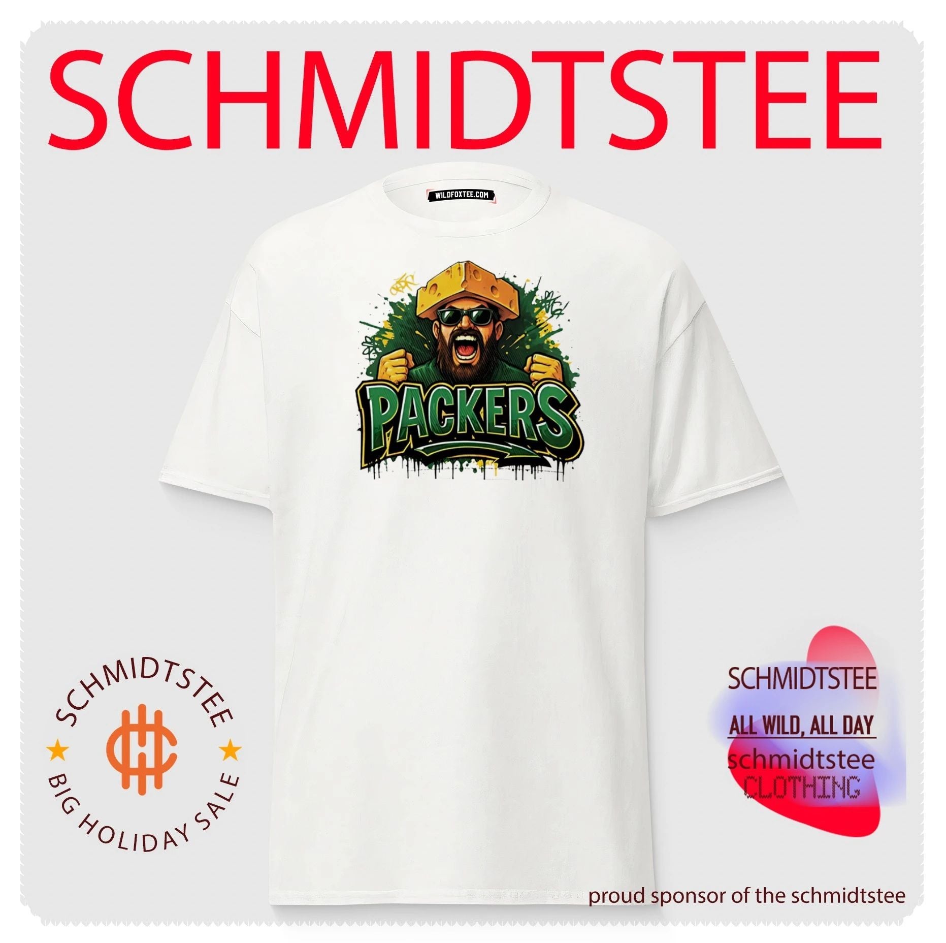 Green Bay Packers Cheesehead Fan Graffiti mascot shirt