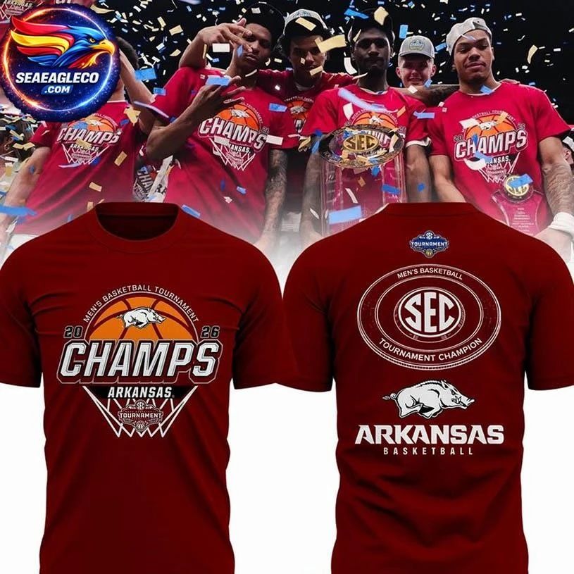 Arkansas Razorbacks 2026 SEC Tournament Champions Two Sided Shirt