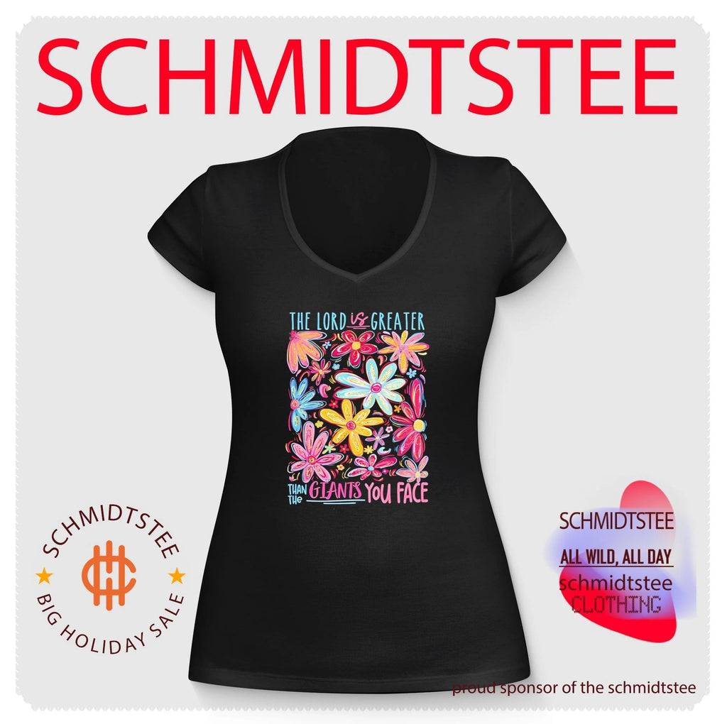 The lord is greater than the giants you face graphic flowers shirt