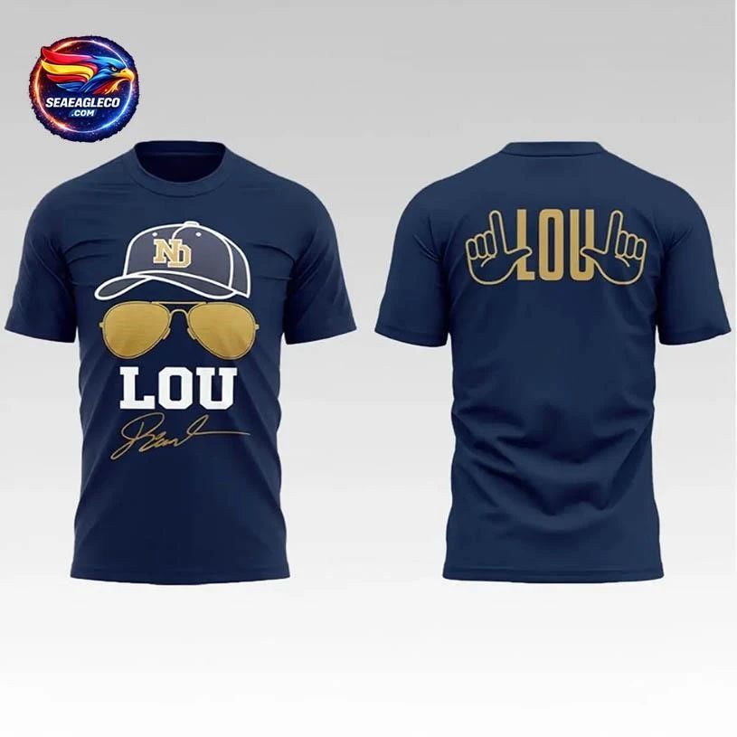 2026 Notre Dame Football Lou Holtz Signature Two Sided Shirt