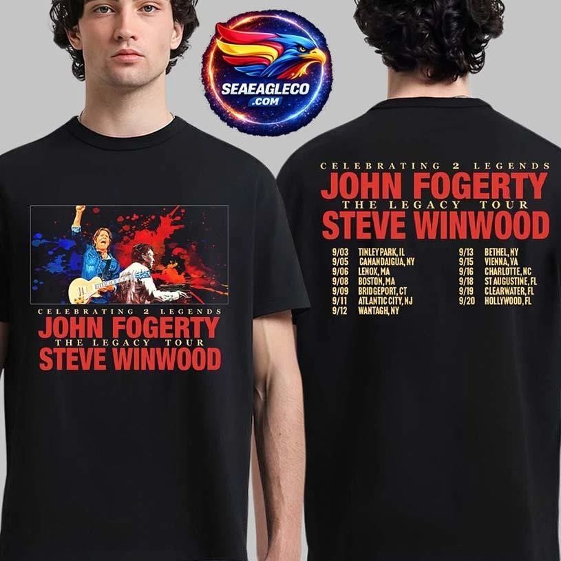 John Fogerty With Steve Winwood Celebrating 2 Legends The Legacy Tour 2026 Schedule Dates Two Sided Shirt