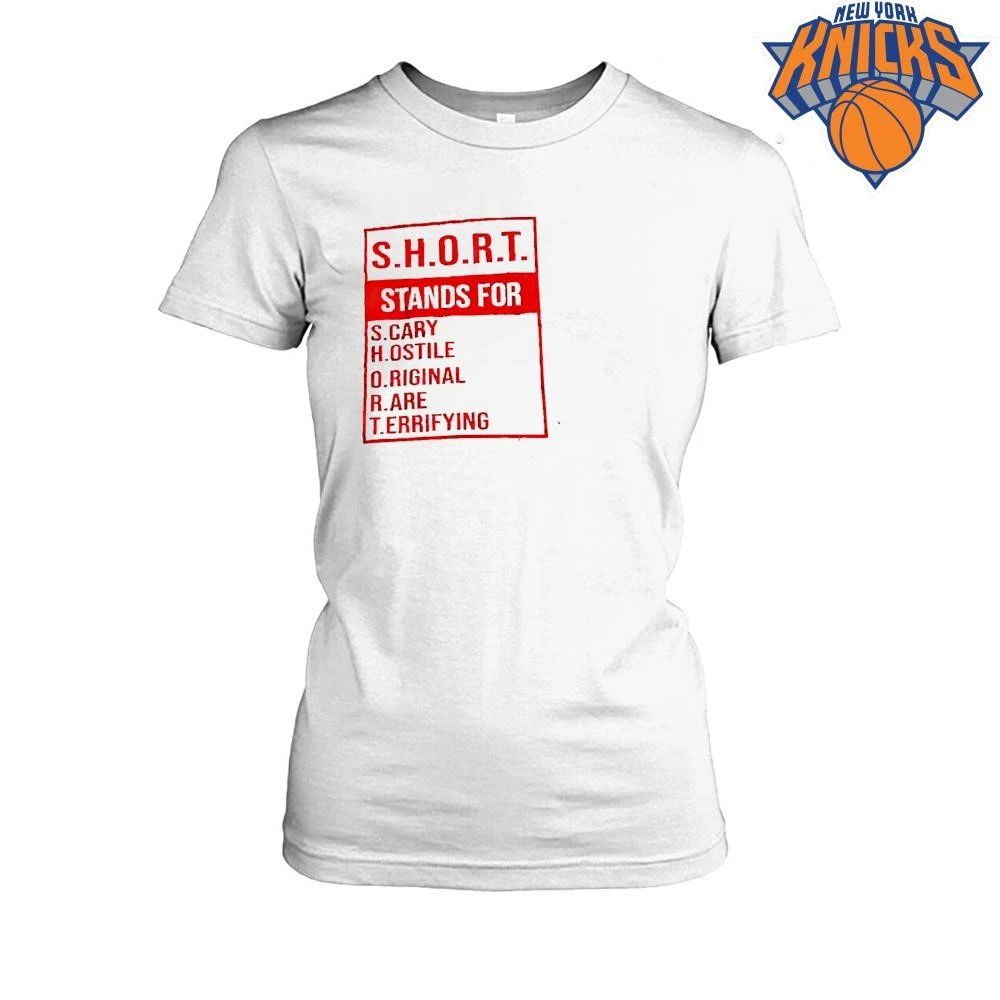 Short Stands For Scary Hostile Original Rare Terrifying funny acronym red block text print white cotton T shirt