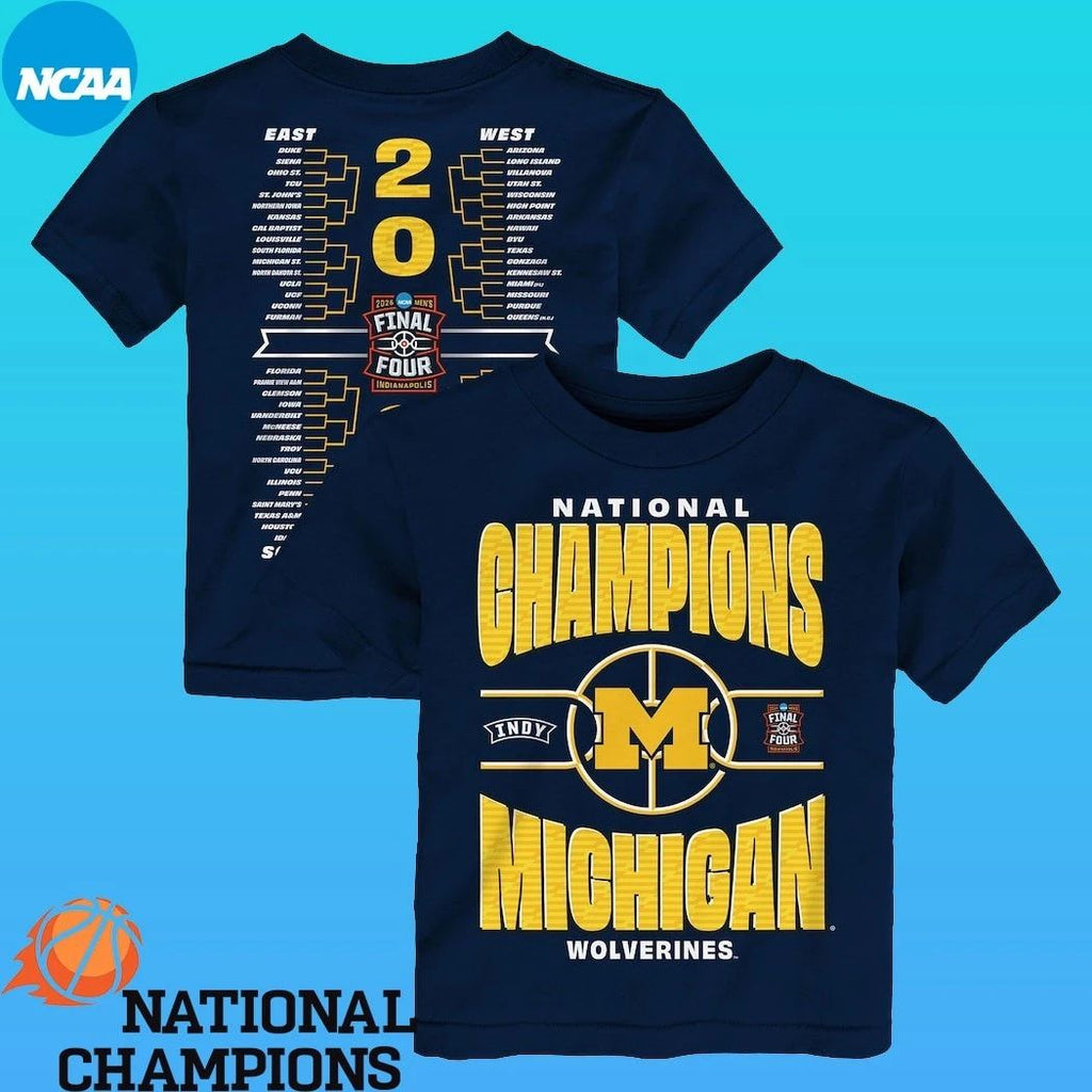 Michigan Wolverines Outerstuff Toddler 2026 NCAA Men’s Basketball National Champions Bracket Shirt