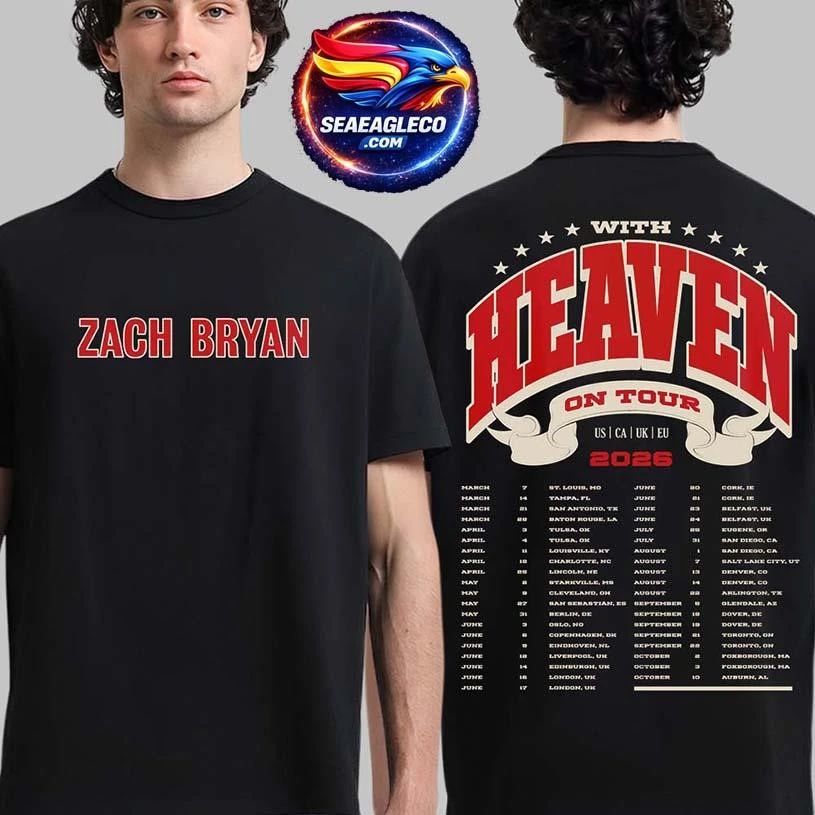 Zach Bryan With Heaven On Top Tour 2026 Merch Two Sided Shirt