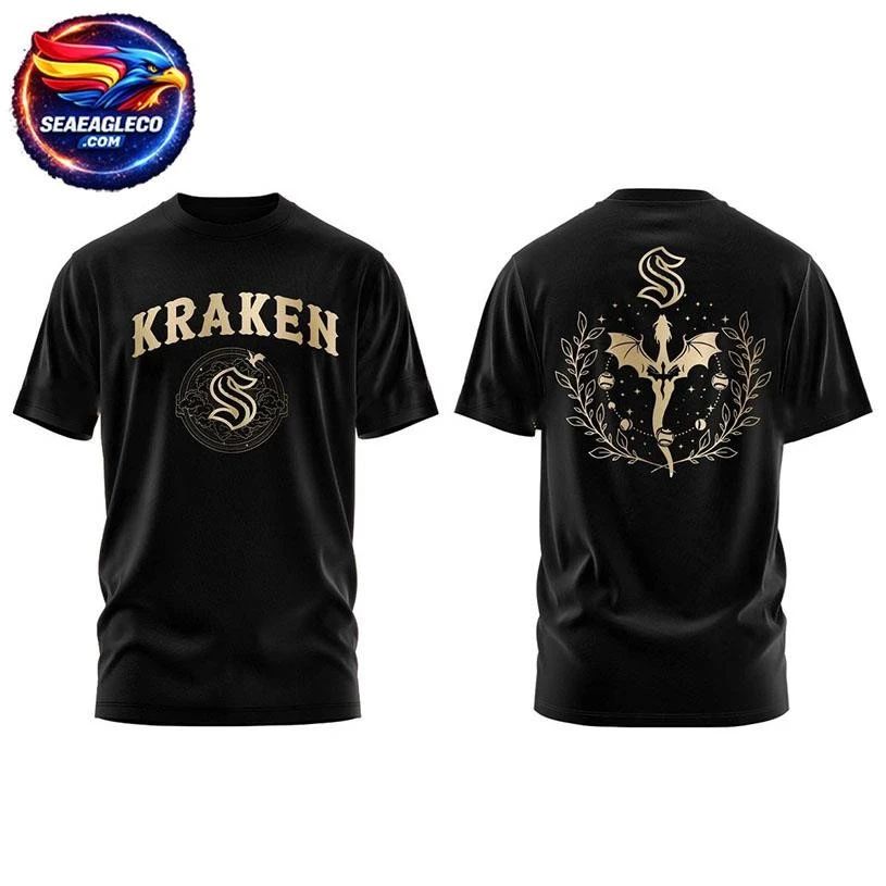 Seattle Kraken Fourth Wings Night 2026 All Black Two Sided Shirt