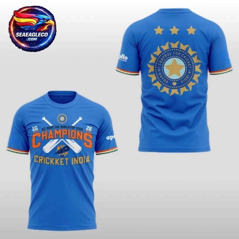 2026 Indian Cricket Team T20 World Cup Champions Two Sided Shirt