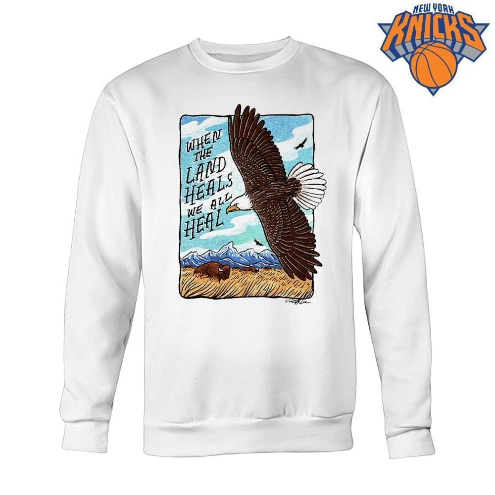 When The Land Heals We All Heal Native American Eagle Buffalo Shirt