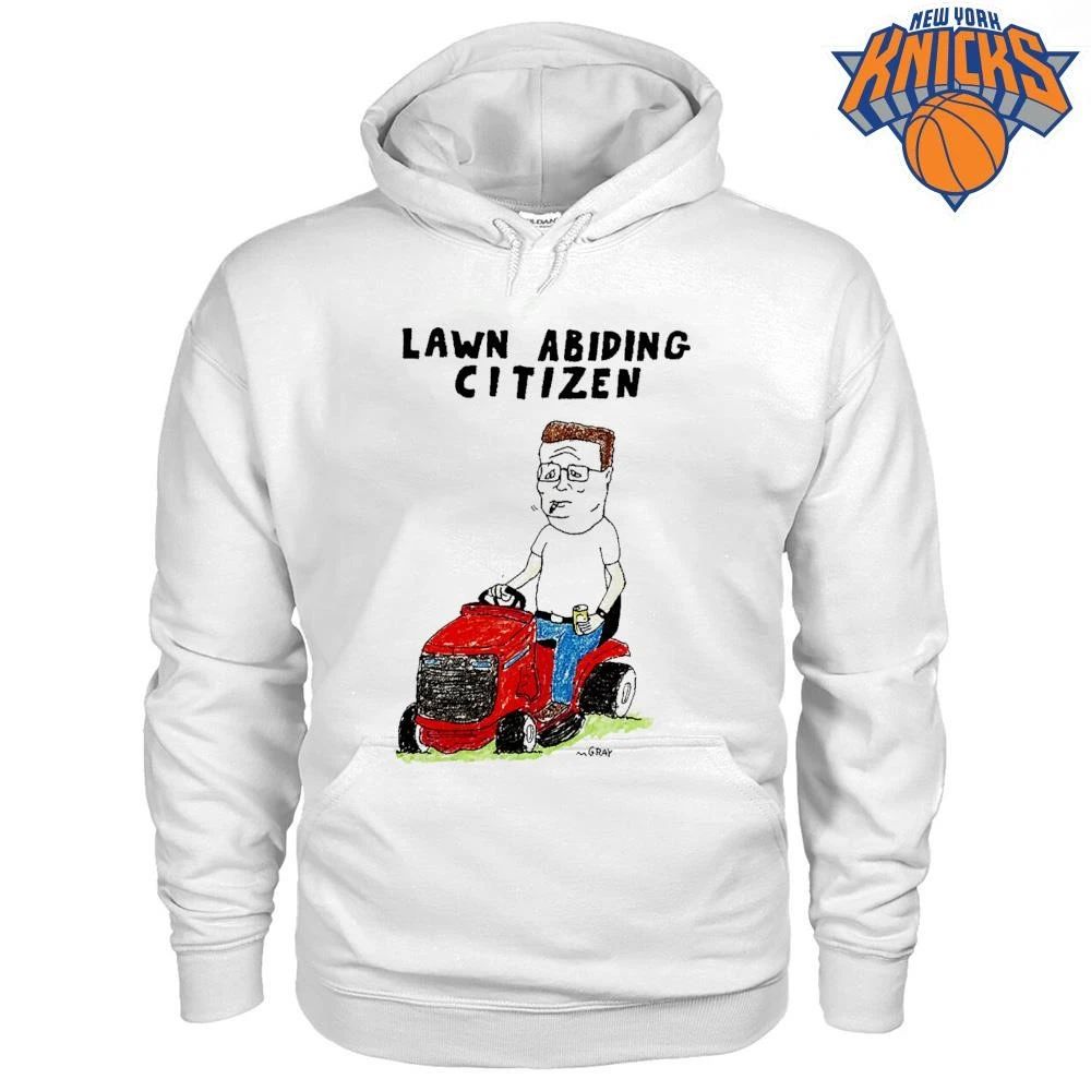 Lawn Abiding Citizen Cartoon Character Riding Mower Funny Quote Shirt