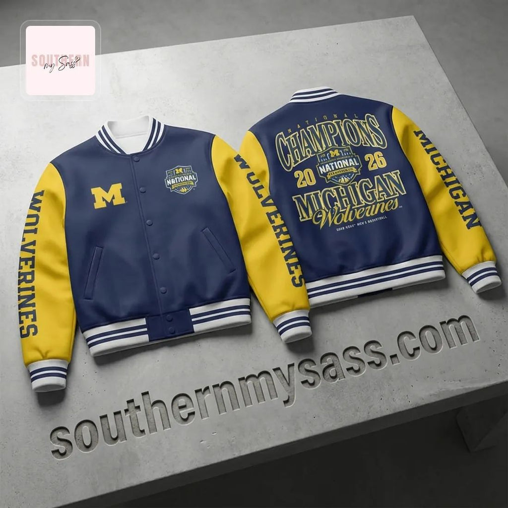 Michigan Wolverines 2026 Men’s Basketball National Champions Baseball Jacket