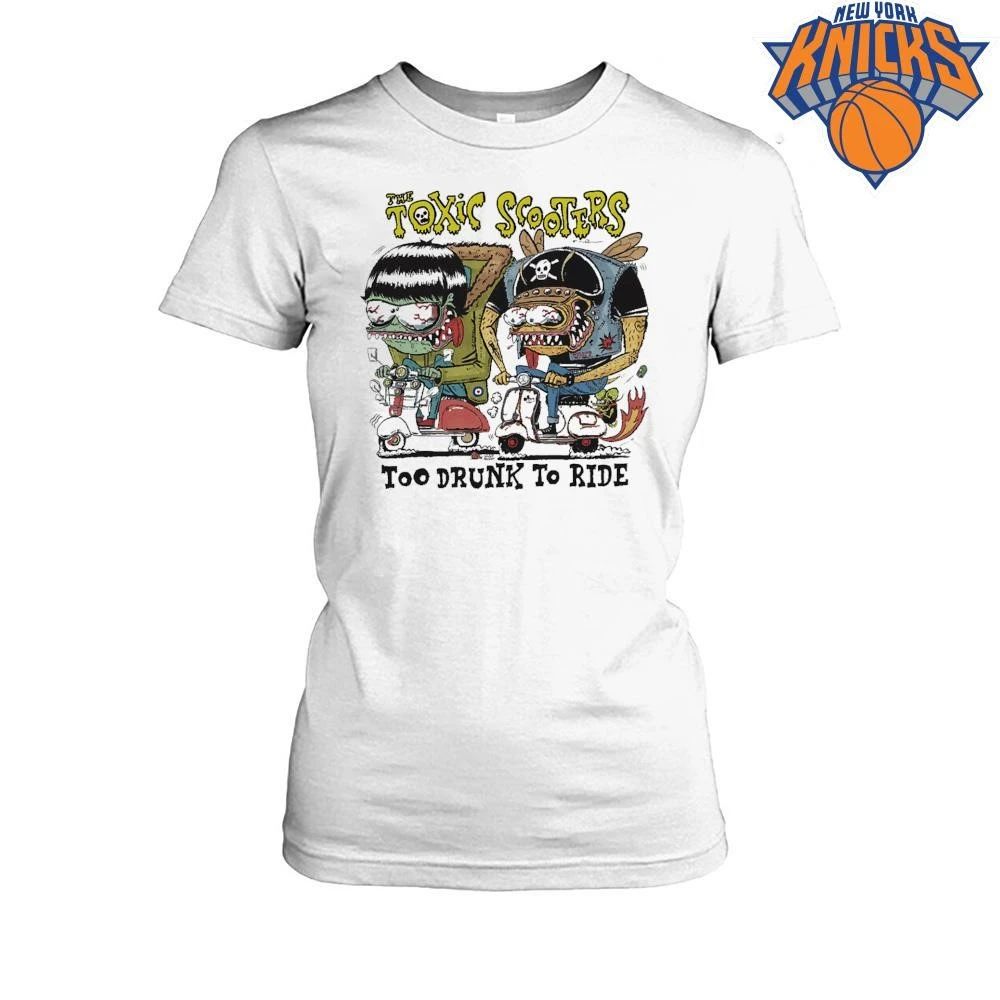 The Toxic Scooters Too Drunk To Ride Retro Monster Cartoon Biker Shirt
