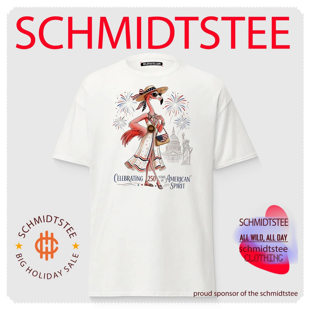 Cartoon flamingo celebrating 250 years of American Spirit shirt