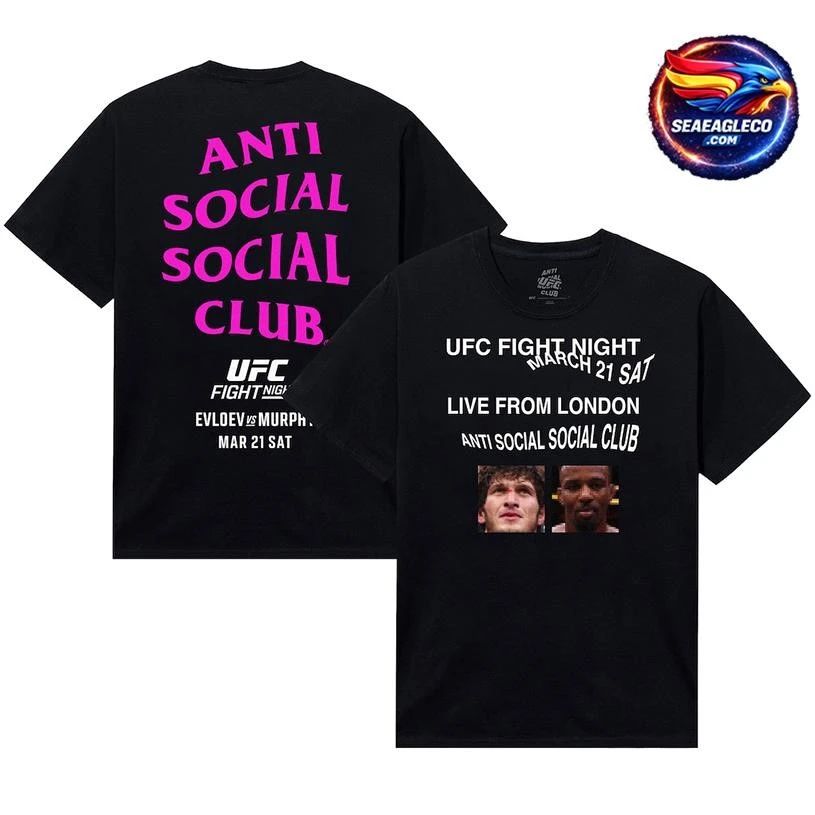 Anti Social Social Club x UFC Unisex UK Live Two Sided Shirt