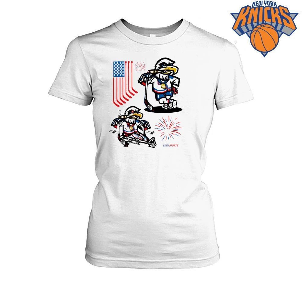 Vintage USA Olympic Hockey Eagle Smoking Cigar Sports Graphic T Shirt