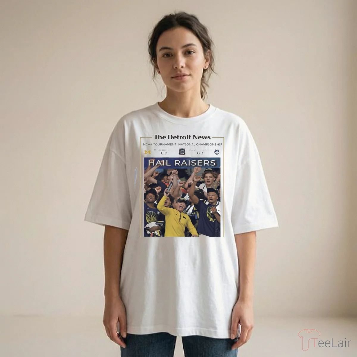 Hail Raisers The Detroit News Michigan Wolverines Basketball Ncaa Champions Celebration Framed Shirt