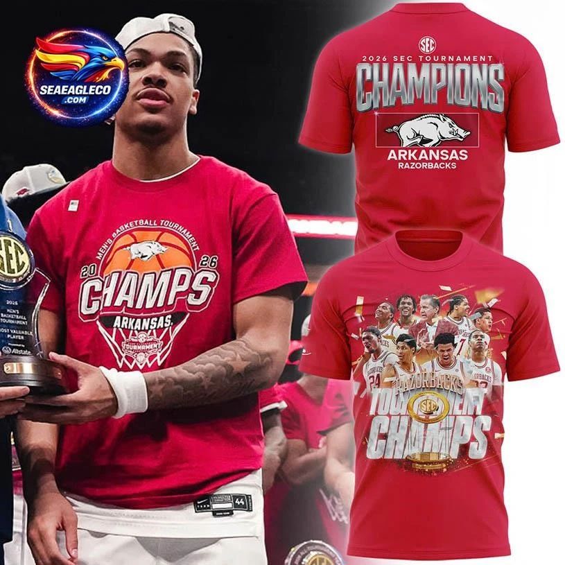Arkansas Razorbacks 2026 SEC Men’s Basketball Tournament Champions Two Sided Shirt