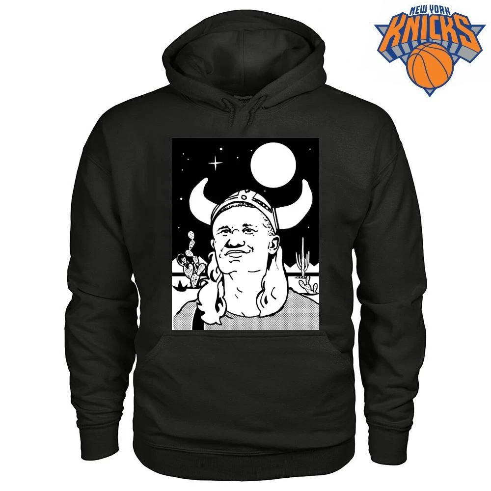 Erling Haaland Viking Warrior in Desert Cactus Night Scene Line Art Shirt