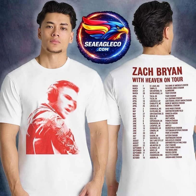 Zach Bryan Merch With Heaven On Tour 2026 Roadmap Red Edition Two Sided Shirt