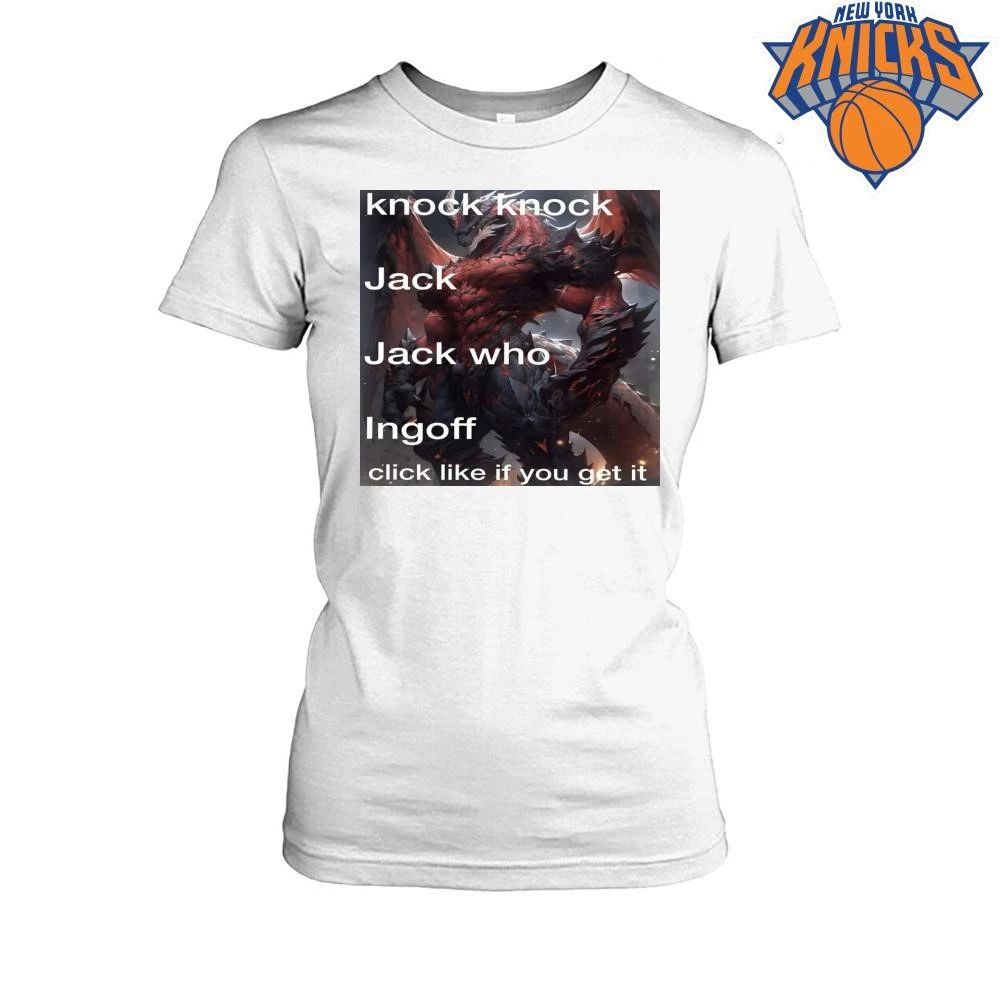 Funny Dragon Knock Knock Jack Ingoff Joke Meme Adult Humor Graphic shirt